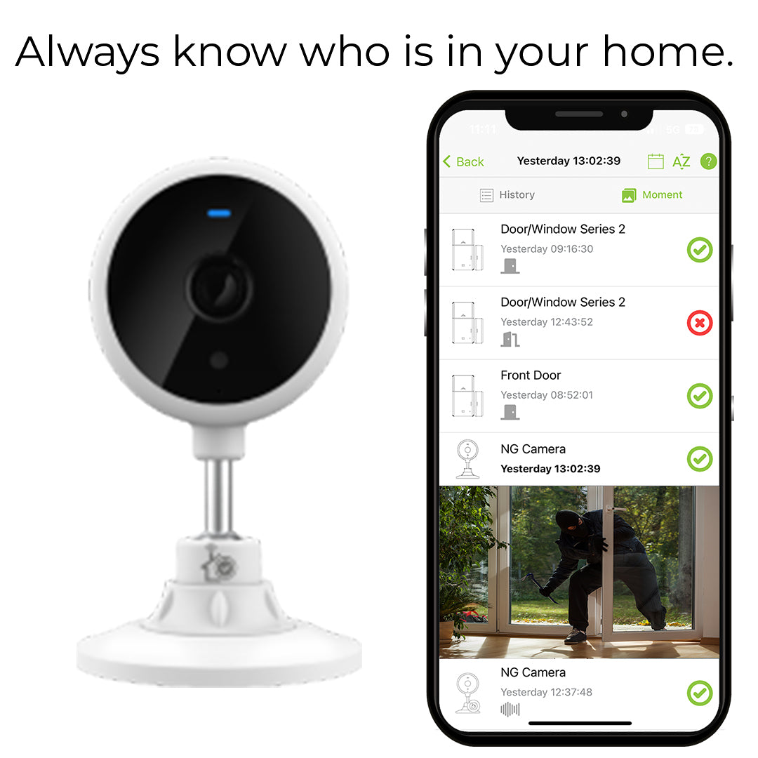HomeOK smart home camera with HomeOK App
