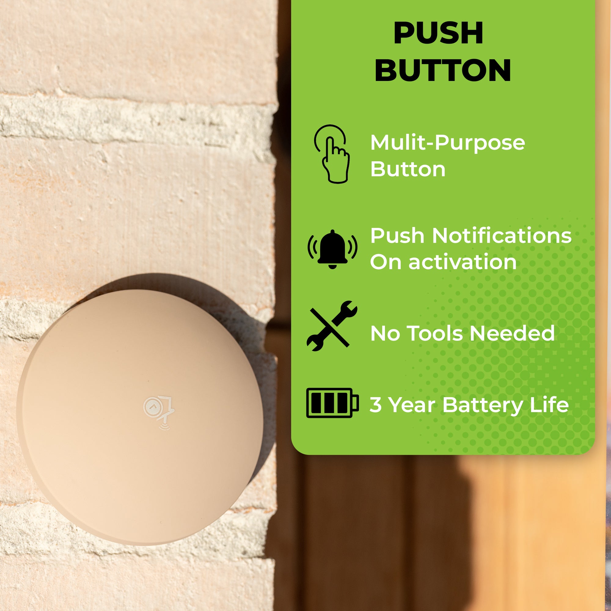 HomeOK Push button installed on a wall
